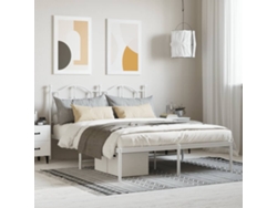 Estructura Cama Sin Colchón Con Cabecero Metal Blanco 140x200cm