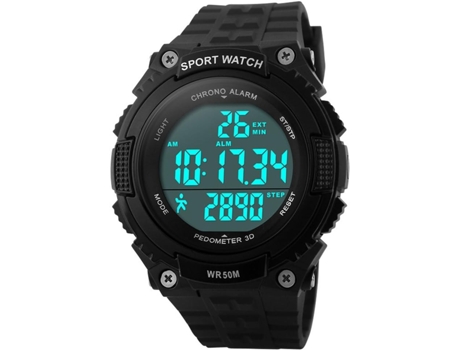 VEANXIN Reloj de pulsera digital LED impermeable 3D con podómetro de fácil lectura-Plata