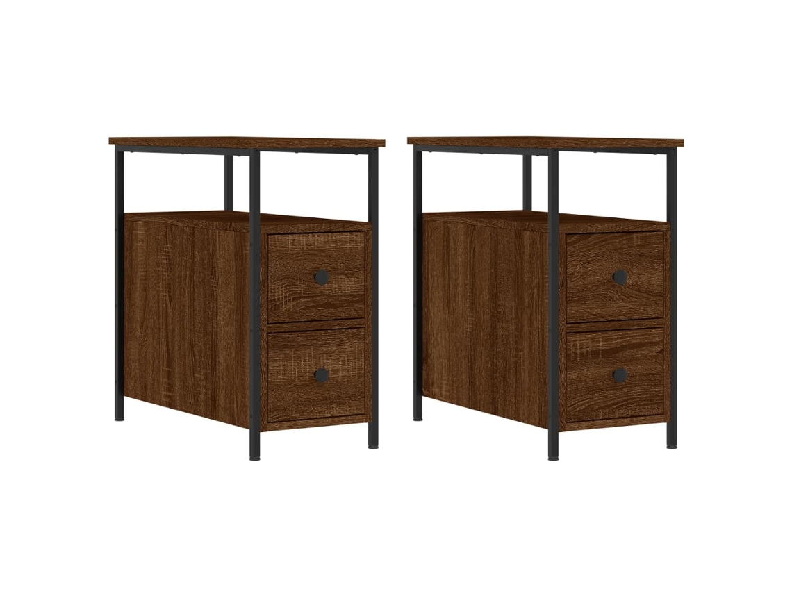 Maison Exclusive - Mesitas Noche 2 Uds Madera Ingeniería Marrón Roble 30x60x60 Cm
