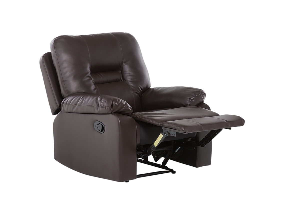 Sillón reclinable BELIANI Bergen de Piel sintética Marrón 85x74x101