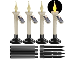 2026-velas Led Cónicas Recargables Impermeables 4 Pack Con Soportes Y Punta Desmontable