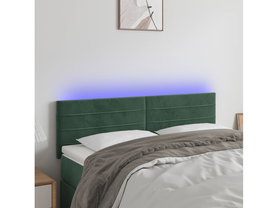 Cabecero Con Led De Terciopelo Gris Oscuro 144x5x78/88 Cm