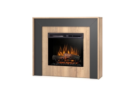 Chimenea LED eléctrica independiente ZUNI 23' Negro / Roble claro 108.2 x 93.5 x 27.5 OUTINFIRE