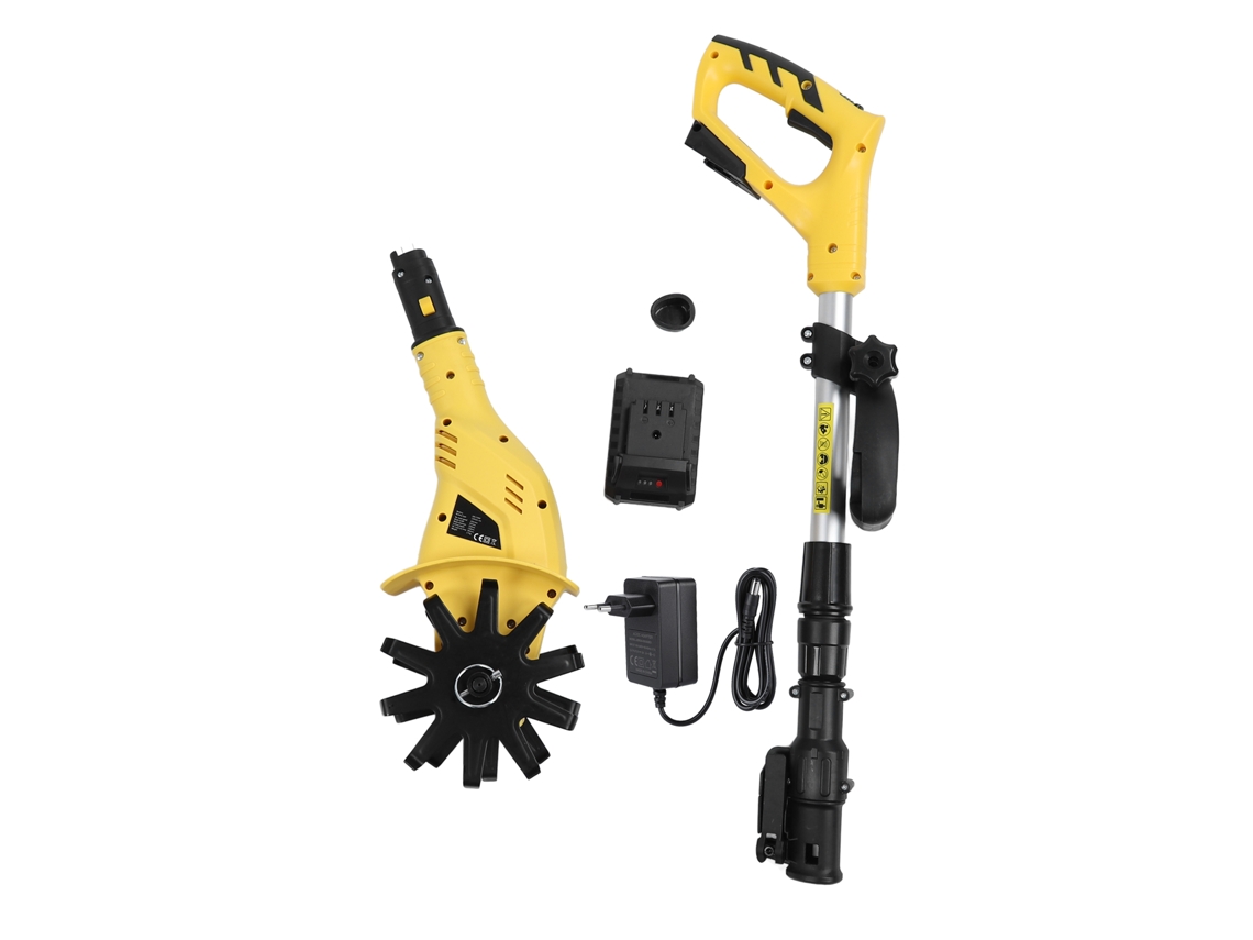 Cultivador inalámbrico con interruptor de seguridad, ergonómico, portátil, con engranajes extraíbles, motocultor eléctrico de alta eficiencia para jardín.