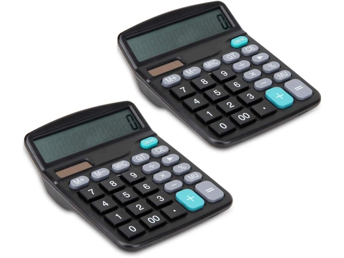 2 Calculadoras Electrónicas De Escritorio Con Función Solar, Botones Grandes, 12 Dígitos, Pantalla Lcd Grande, Calculadora Sencilla Para Casa