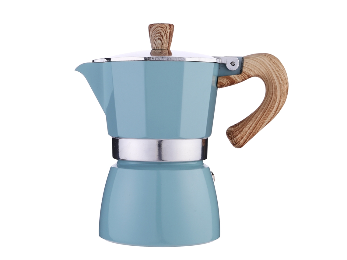 Cafetera octogonal de aluminio para café tostado Eifson (150 ml, azul lago)
