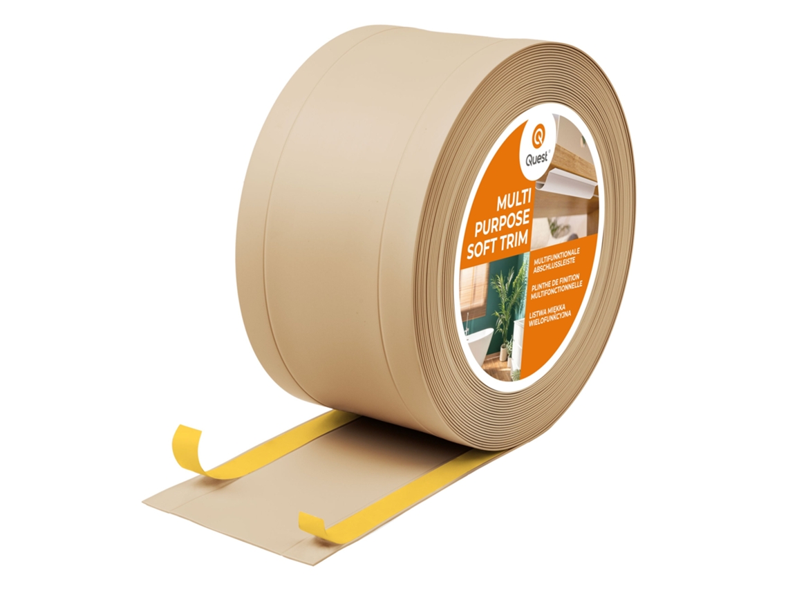 Zócalo de PVC W1 6 en 1, 1 x 75 mm, 20 m, autoadhesivo, para cubrir suelos y paredes, Sabbia Quest