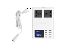 Adaptador de cargador USB LED 2026velora con 8 puertos, protección contra sobrecarga, pantalla LCD y enchufe europeo de 100-240 V.