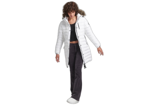 Abrigo para Mujer SUPERDRY (S - Poliéster - Blanco)