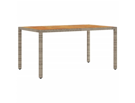 Mesa de jardín superficie madera acacia ratán gris VIDAXL (150x90x75 cm)