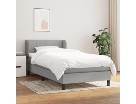 vidaXL Cama con somier y colchón 90x200 cm tela gris claro