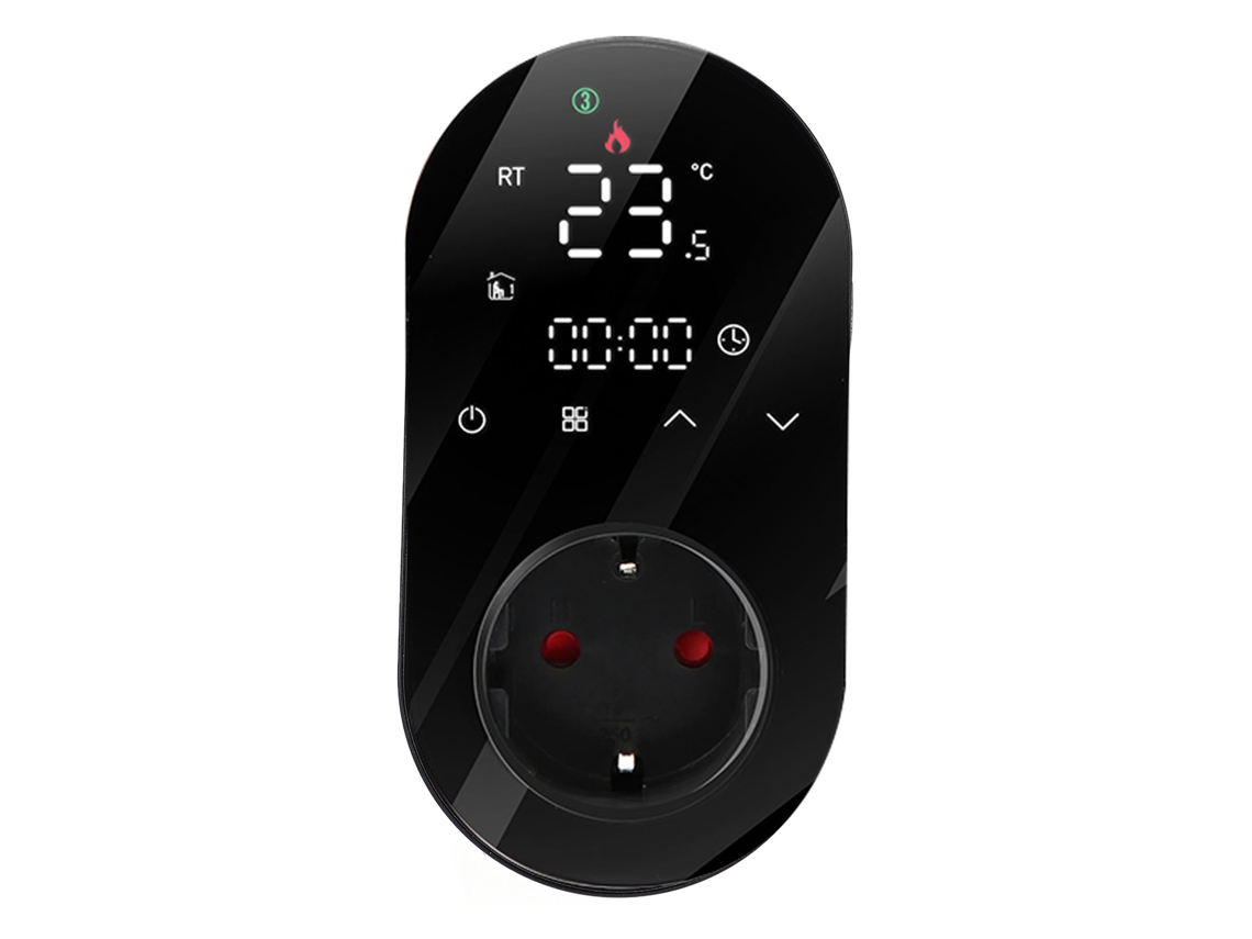 Termostato Enchufable Wifi Con App, Control Por Voz, Display Táctil Led, Programable Y Temporizador 16a Negro