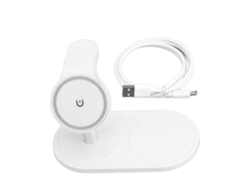Estación De Carga Inalámbrica 3 En 1 Con Ángulo Ajustable Y Fijación Magnética Para Teléfonos, Relojes Y Auriculares - Blanco