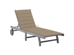 Tumbona de jardín Mueble para patio Asiento de jardín con cojín madera maciza de acacia gris
