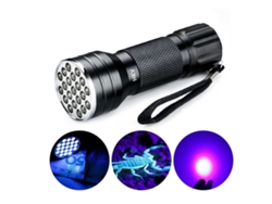 Linterna con 21 LED y luz UV de 395nm.