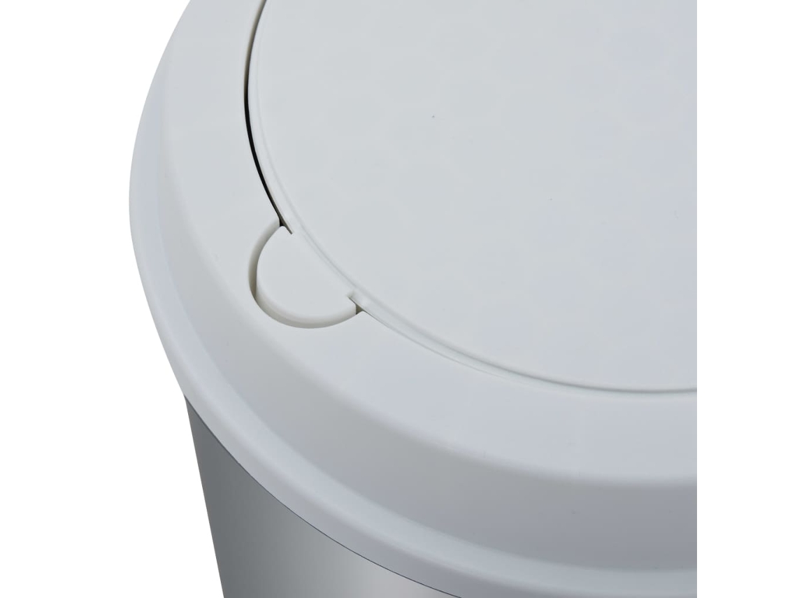 Cubo de basura plateado y blanco de 50 L