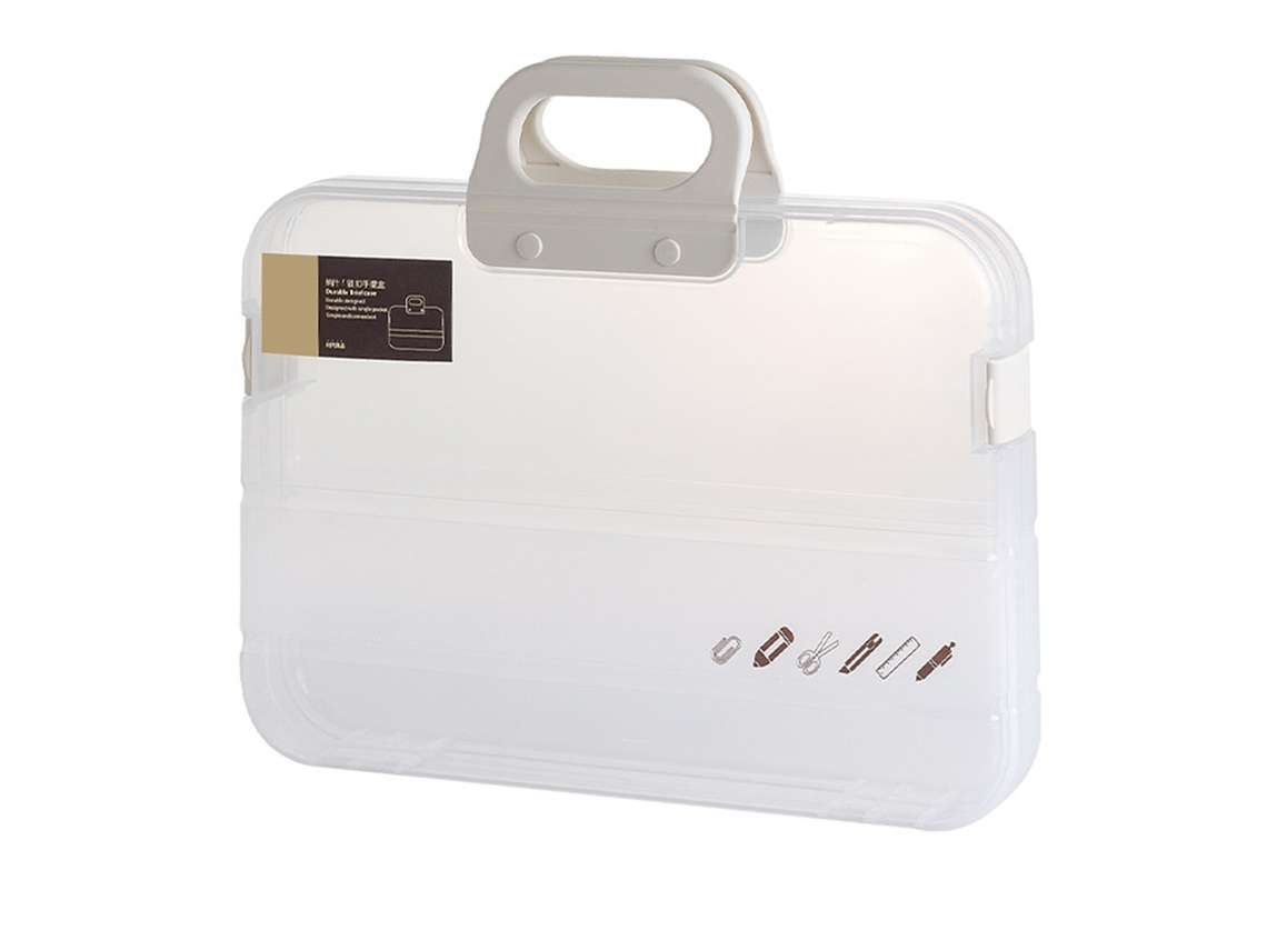 Caja De Documentos Transparente Multiusos De Gran Capacidad Impermeable Y Antipolvo Para Oficina Colegio A4 Blanca