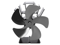 Ventilador calefactor portátil de 5 aspas, negro, para chimenea.
