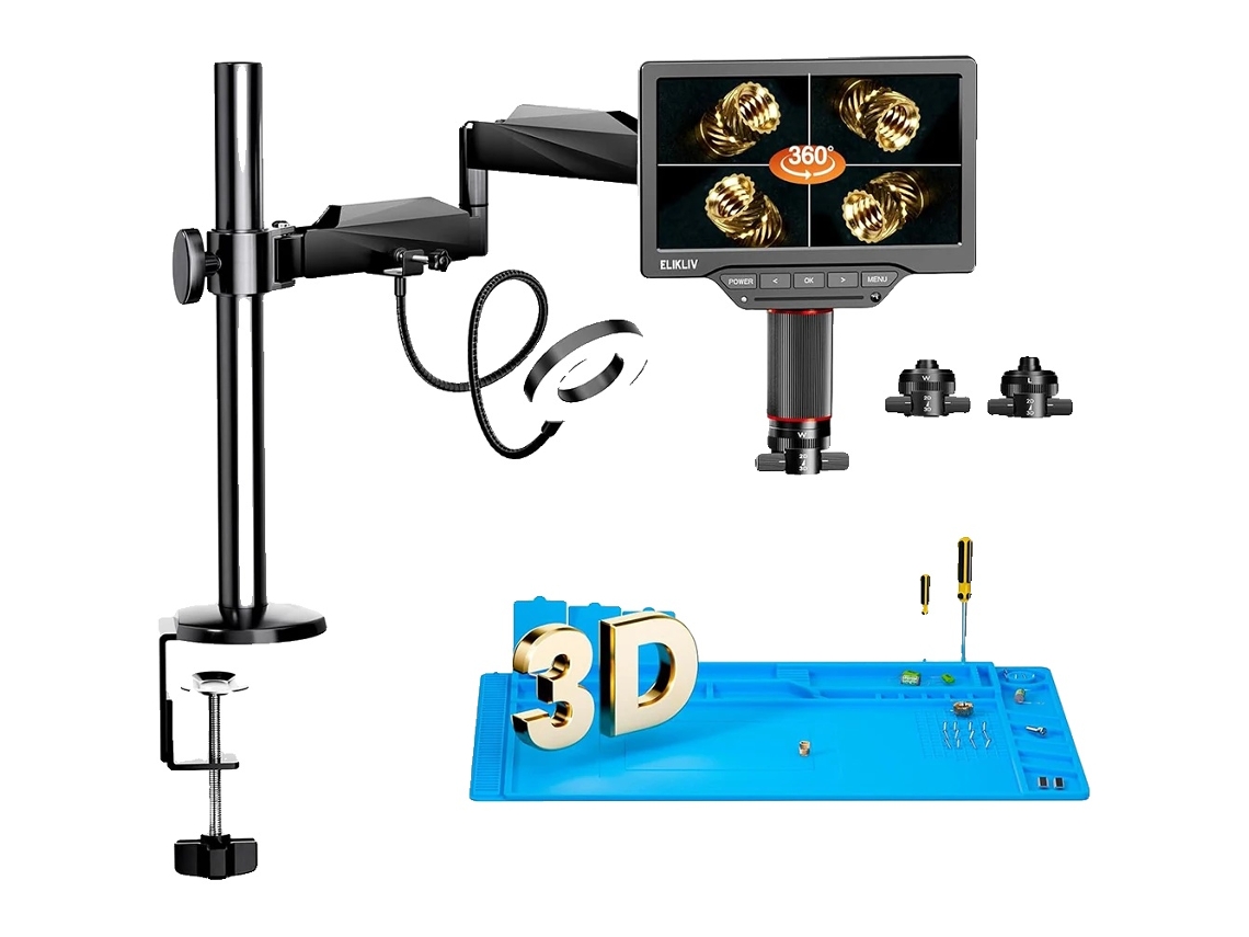 Microscopio digital 3D, pantalla de 10,1 pulgadas, resolución 3K, con tapete, aumento de 2000x OEM