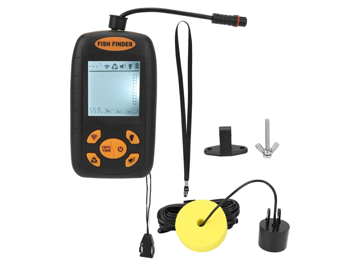 Detector de peces portátil Danu con pantalla LCD y sensor de sonar para kayak, barco, lago, medición de profundidad, portátil.