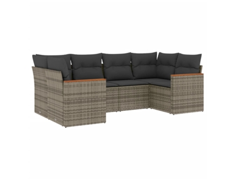 Conjunto 6 de muebles de jardín VIDAXL y cojines ratán sintético gris