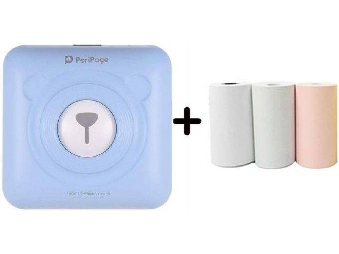 Impresora Portátil Pocket para Impresión Térmica de Fotografías - Sin cartuchos tinta - Azul)
