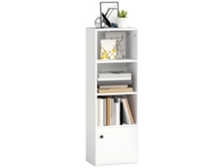 Librería De 4 Baldas Con Puerta, 40x30x120 Cm, Blanca.