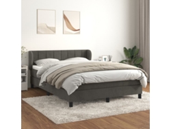 Cama box spring con colchón terciopelo gris oscuro 140x200 cm