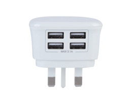 Base De Carga De Estación De Carga Usb De 4 Puertos Para Teléfono Y Tableta, Enchufe Uk, Blanco, 100-240v