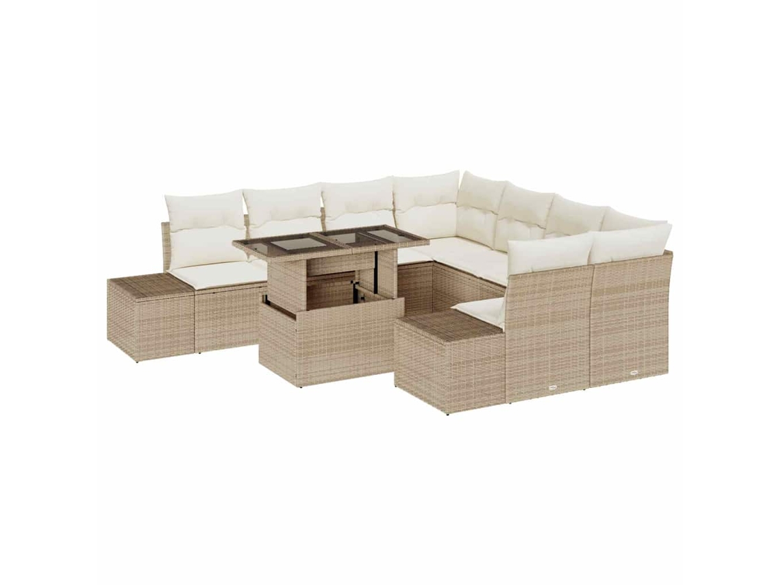 Maison Exclusive - Conjunto De Sofá De Jardín Con Cojín 9 Pcs Beige Y Crema
