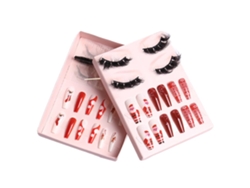 Set De Uñas Postizas Navideñas Con Forma De Ataúd, 24 Piezas, Con Pestañas Postizas, Estilo 6*