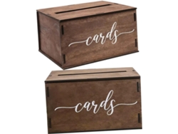 Juego de 2 cajas rústicas de madera para tarjetas con compartimentos para sobres, ideales para recepciones de boda. SFUSHOS