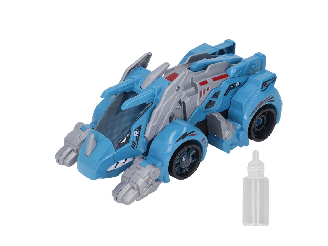 Carro Dinossauro Elétrico Transformável Com Luz Led, Música E Spray Azul