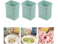 Juego de 3 cortadores de acero inoxidable para frutas, huevos y fresas, ideales para preparar rápidamente ensaladas de frutas y verduras.