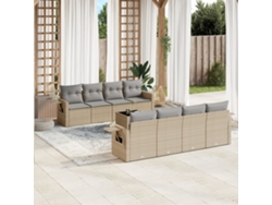 Conjunto de 9 sofás de jardín con cojines de mimbre beige de Dkd Home Decor
