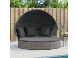 Cama de exterior con toldo y cojines de mimbre gris, DKD HOME DECOR