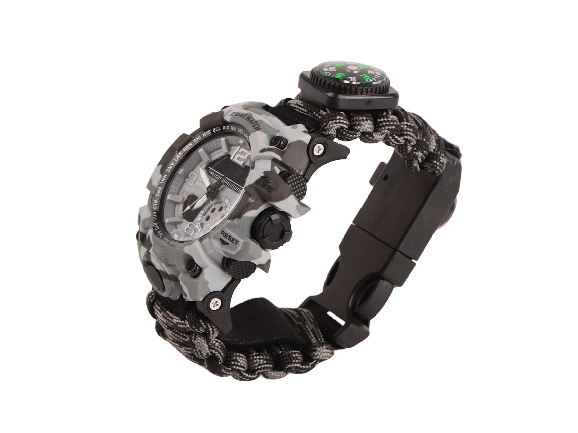 2026-reloj De Supervivencia Multifuncional Para Camping Al Aire Libre Con Brazalete De Paracord, Brújula Y Silbato Kit De Herramientas