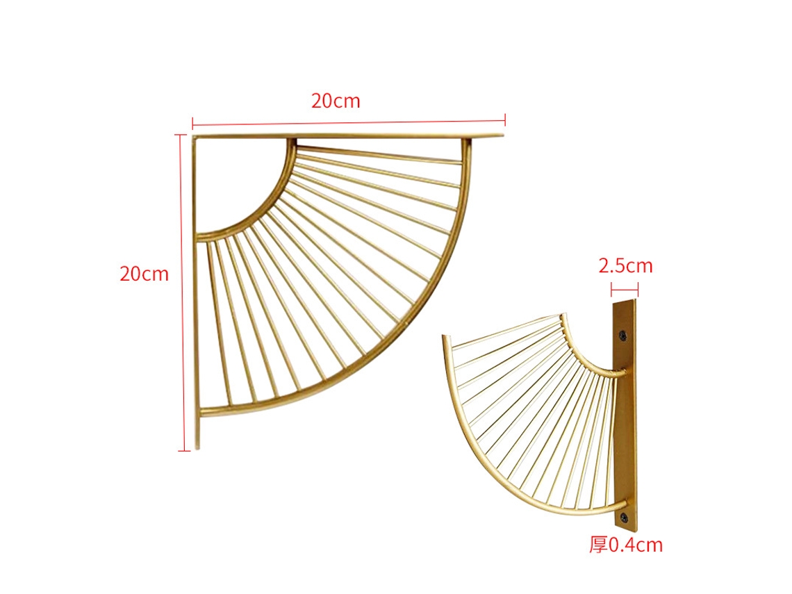 Juego de 2 soportes triangulares para estantes dorados, metálicos, para el hogar y la oficina TRUYUETY