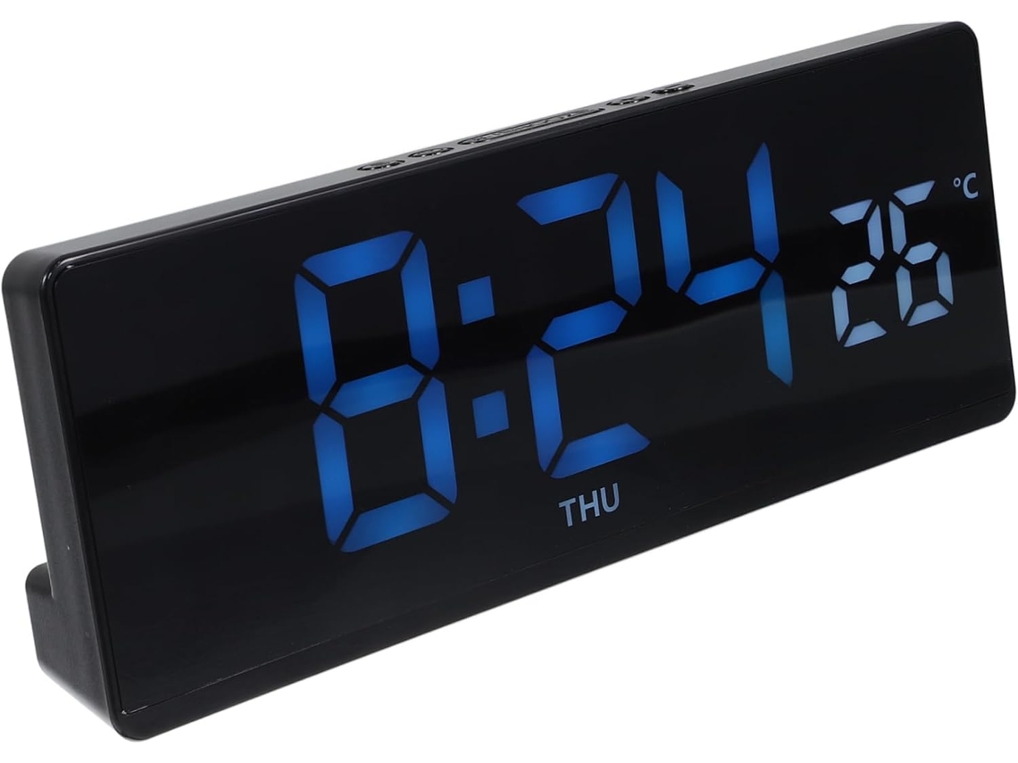 Reloj despertador digital electrónico Gokoco con termómetro, reloj de escritorio digital con LED, termómetro e higrómetro