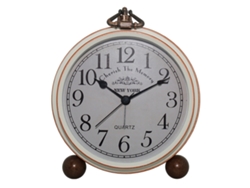 Reloj despertador de hierro retro europeo, reloj electrónico americano creativo, reloj silencioso luminoso y sencillo para estudiantes, blanco lechoso Sfushos