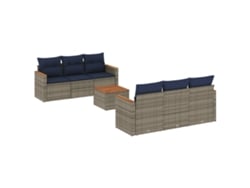 Maison Exclusive - Conjunto De Sofá De Jardín De 7 Piezas Con Cojines, Poliratán Gris