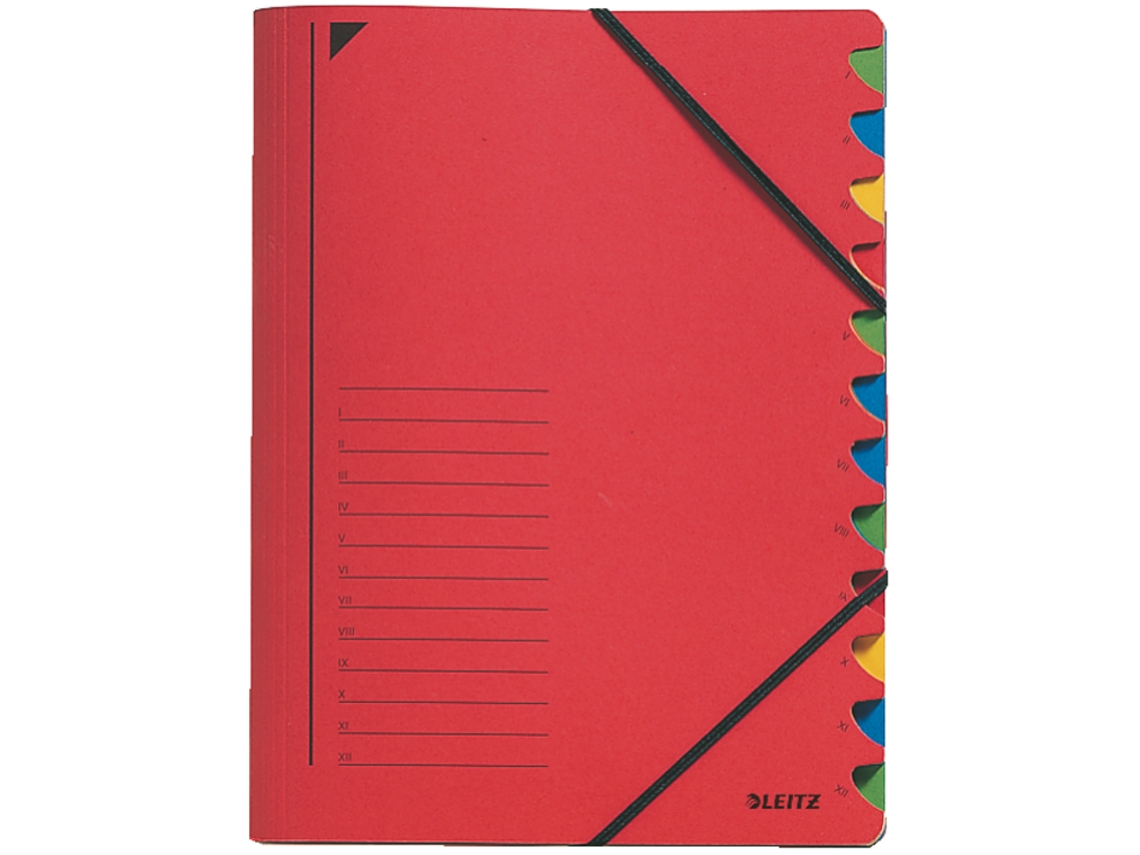 Carpeta de Archivo LEITZ Din A4 Cartón 12 Compartimentos Rojo