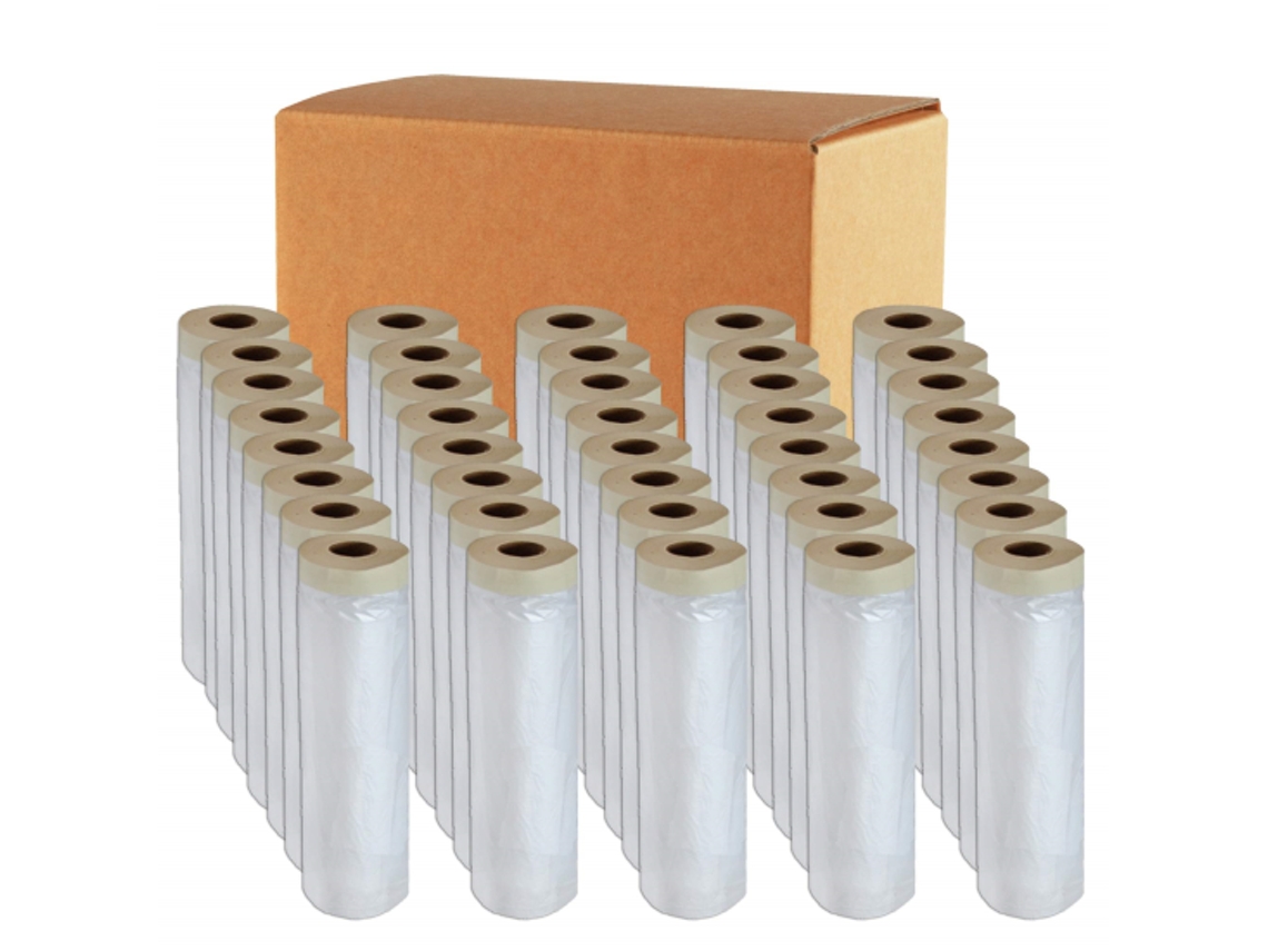 Caja 30 Rollos De Plastico Con Cinta 80 90 Cm X 22,5 Mts