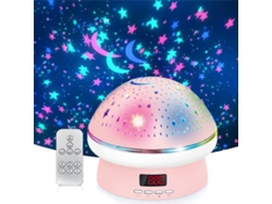 Proyector de estrellas, galaxia, luz nocturna para bebés, rotación automática de 360°, color rosa