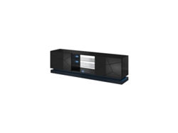 Mueble de TV CAMA MEBLE QIU 200 CZARNY Negro Laminado Madera MDF 200x57x42 cm