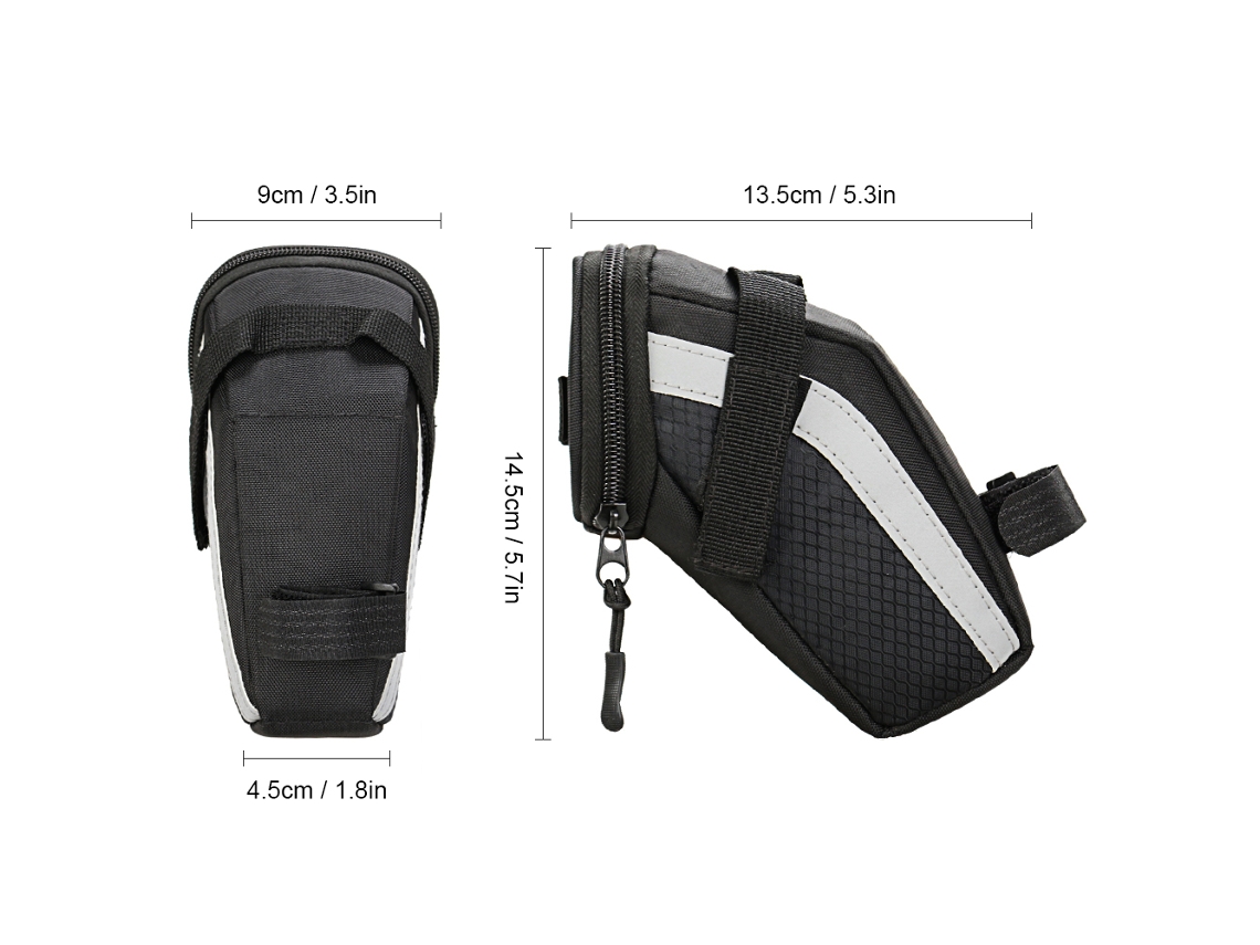Bolsa Para Sillín De Bicicleta De Montaña Con Tira Reflectante Y Compartimento Para Herramientas