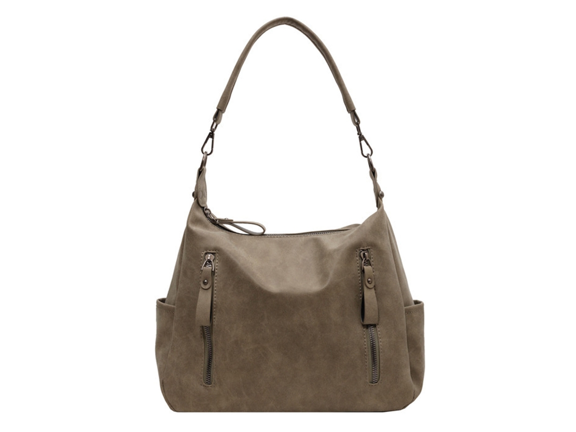 Bolso De Hombro De Piel Para Mujer Con Cinturón Desmontable Y Múltiples Bolsillos - Verde