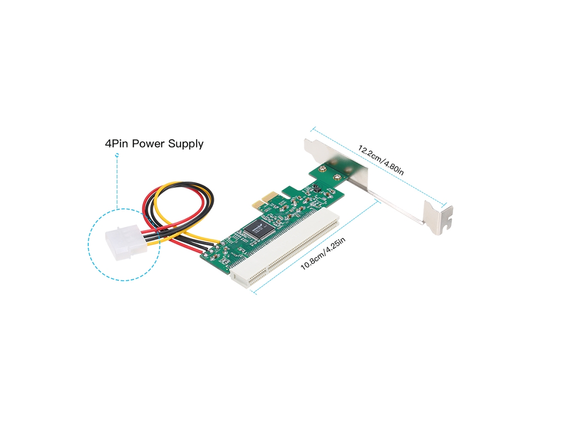Tarjeta Adaptadora Conversora De Pci Express A Pci Con Fuente De Alimentación De 4 Pines Para Escritorio