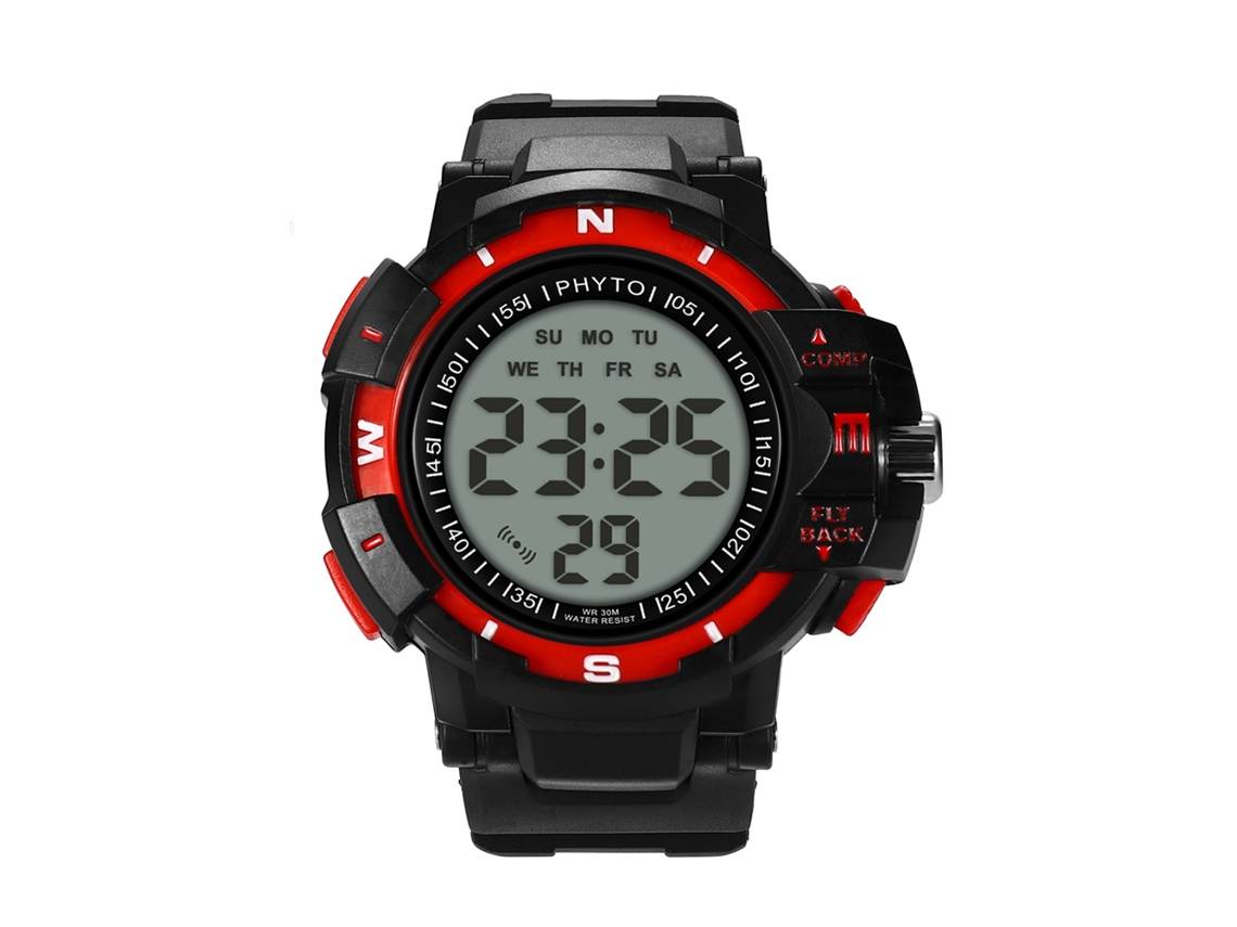 Reloj Deportivo Electrónico Para Hombres Con Pantalla Digital Y Cristal (rojo)