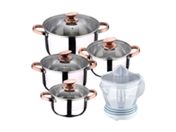 Batería De Cocina Ø16ø18ø20ø24cm De Acero Inoxidable Nona San Ignacio (8 Piezas) Con Exprimidor